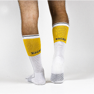 Medias deportivas compresoras blanco/amarillo